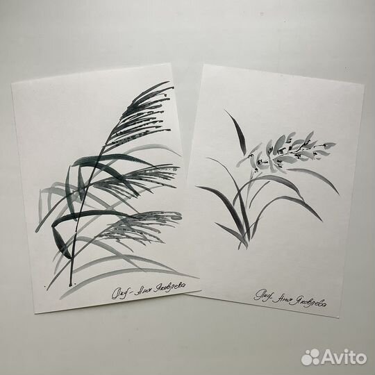 Акварели в японской технике суми-е