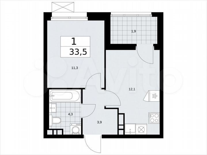 1-к. квартира, 33,5 м², 18/21 эт.