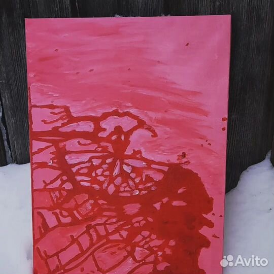 Бордовая интерьерная картина