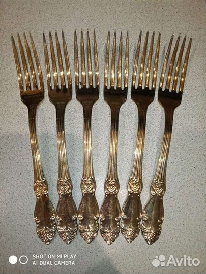 Вилки десертные золотая роза позолоченные