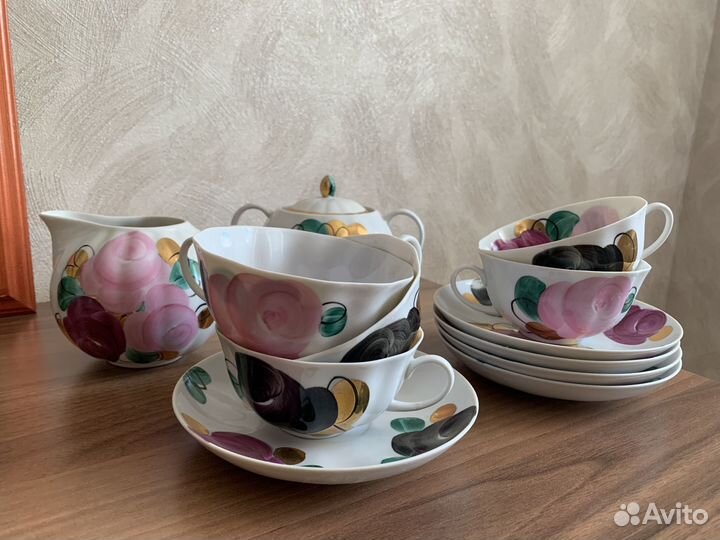 Чайный сервиз СССР свадебный дулево розы
