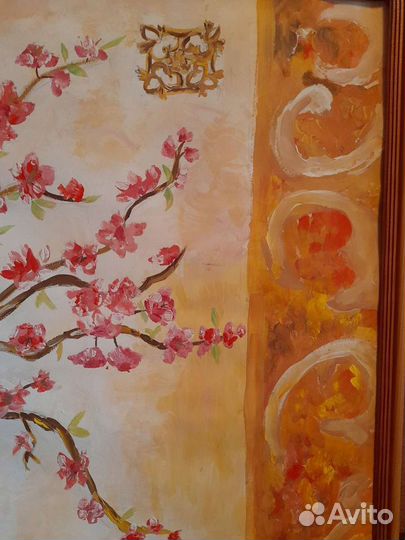 Картина Ветка сакуры, акварель, 64х53