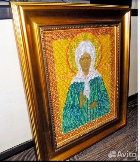 Икона вышитая бисером, вышивка