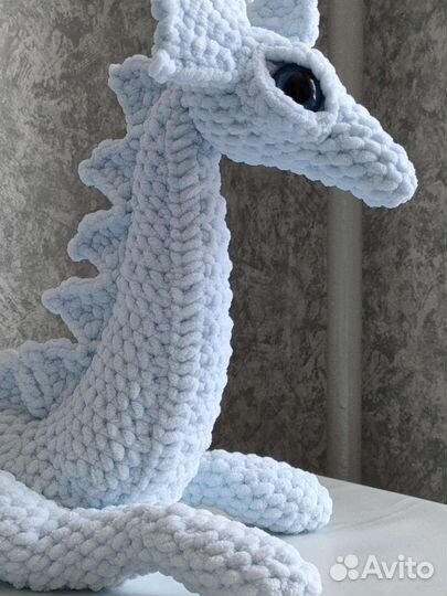 Мягкие вязаные игрушки дракон, корги (ручная раб)