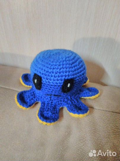 Мягкая, вязаная игрушка перевертыш «Осминог»