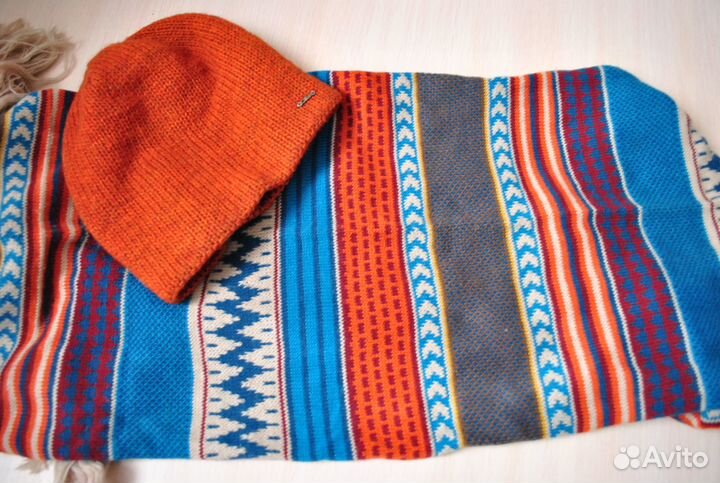 Шапка + шарф кирпичного цвета женская