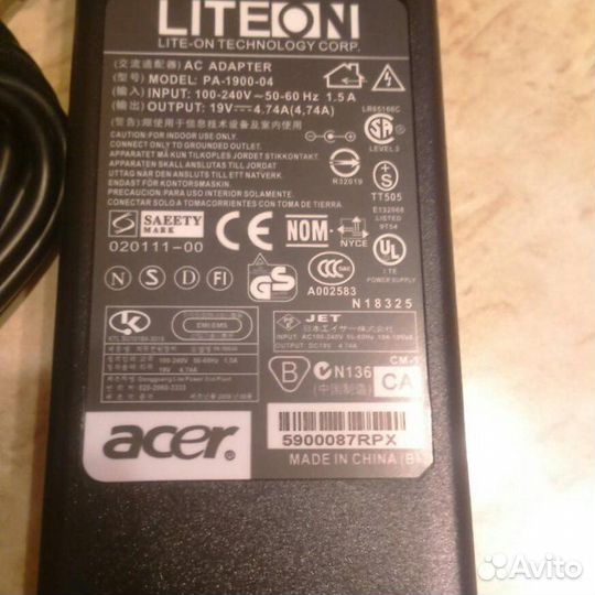 Блок питания для ноутбука acer 19v 4.74a