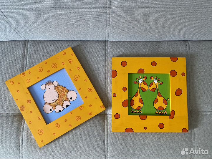 Картины в детскую, жирафы, барашек