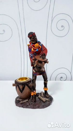 Африканская статуэтка Абориген с барабаном