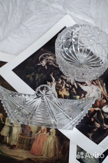 Хрустальные тарелки лодочка