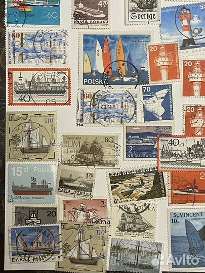 Большая коллекция марок. Корабли, маяки