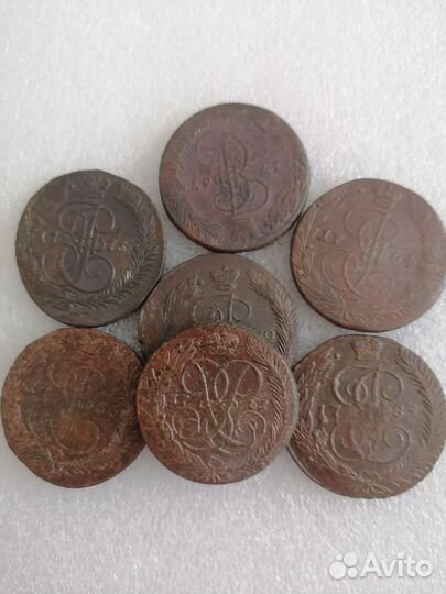 Царская медь 5 копеек 18 век. 1761-89гг