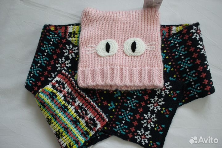 Шапка с шарфом новые 1.5-3 года