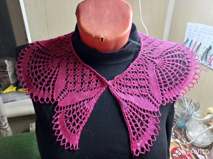 Воротник спицами из хлопка, льна