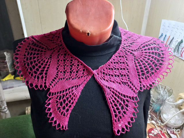 Воротник спицами из хлопка, льна