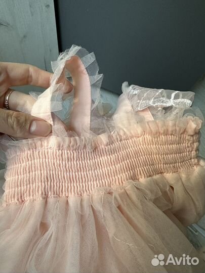 Нарядное платье для девочки 80-86 розовое