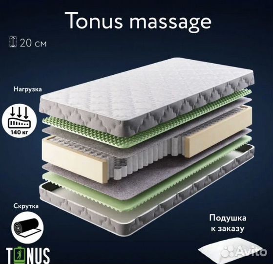 Матрас Tonus Massage независимые пружины 90x200 см