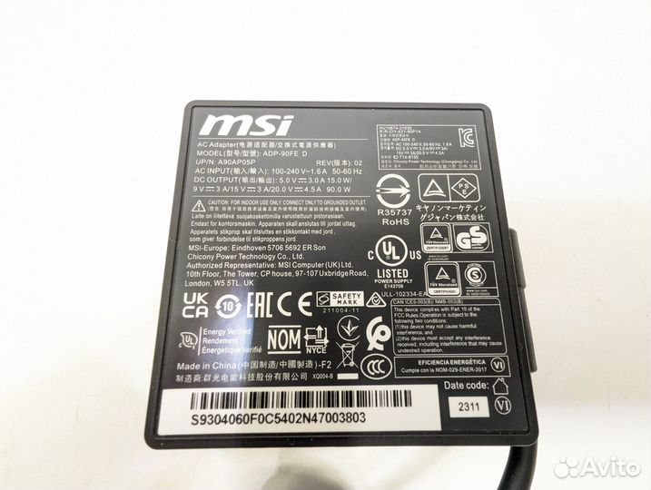 Блок питания ADP-90FE D MSI 20V 4.5A 90W Type-C