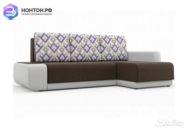 Угловой диван Соло коричневый / белый