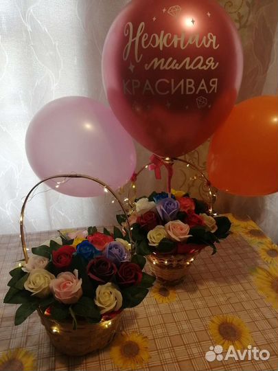Корзинка из мыльных роз