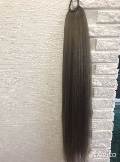 Волосы для наращивания шиньон хвост на резинке