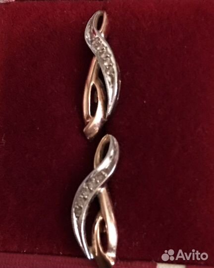 Золотые серьги с бриллиантами. Винтаж