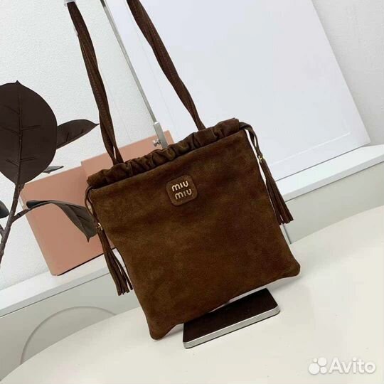 Сумка miu miu мешок замша