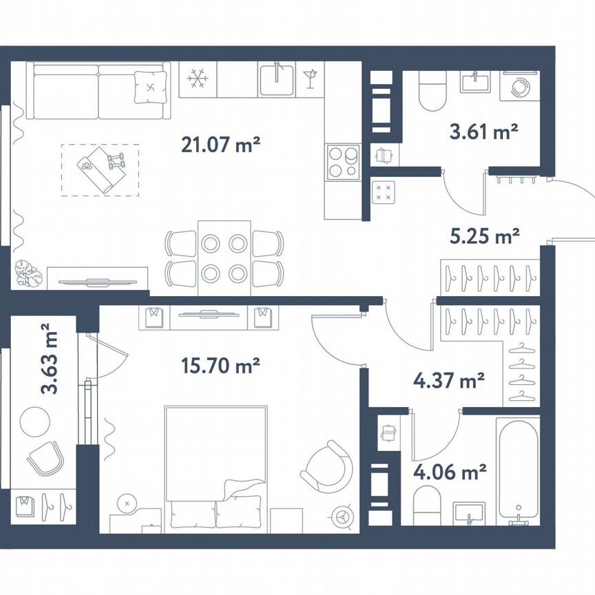 1-к. квартира, 55,9 м², 10/11 эт.