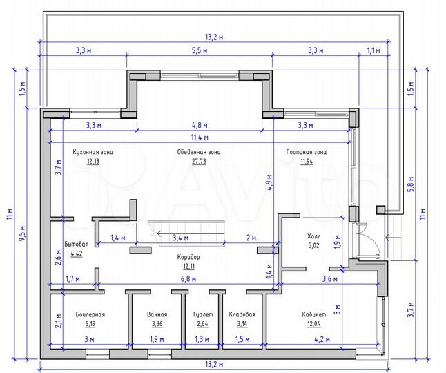Коттедж 219 м² на участке 6,9 сот.