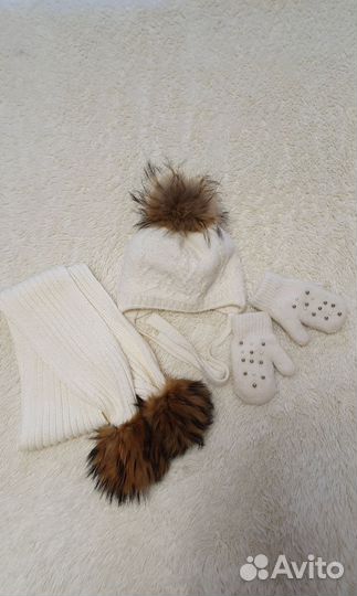 Комплект шапка, шарф+варежки 1-5 лет