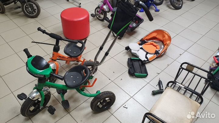 Ремонт детского трех колесного ведосипеда,запчасти