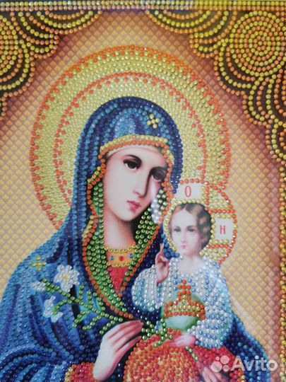 Икона Божией матери из мозаики