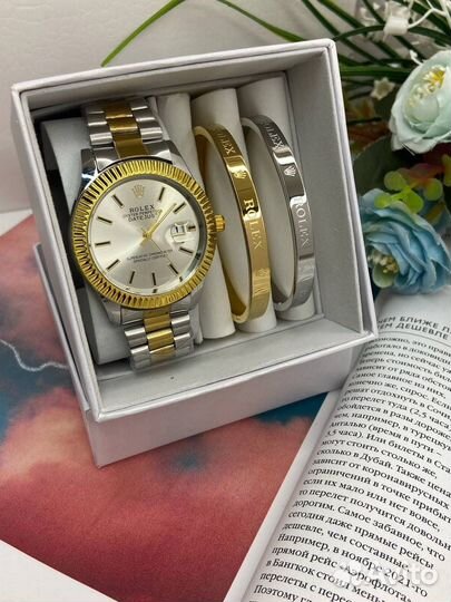 Часы rolex женские + 2 браслета