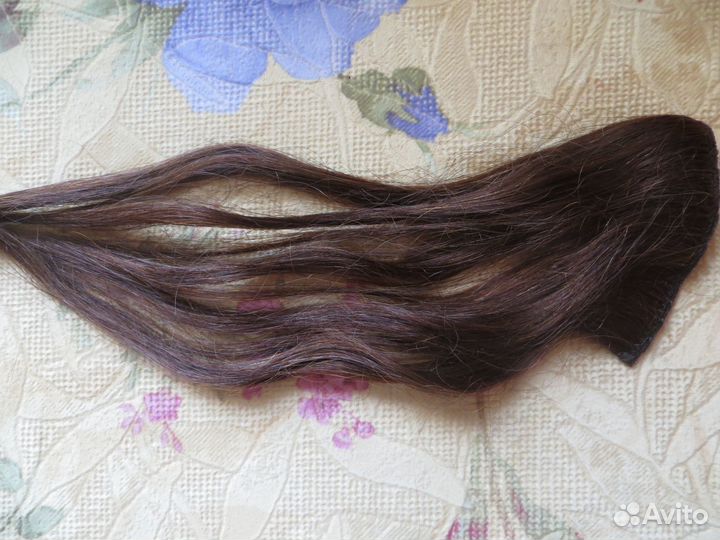 Натуральные волосы на заколках каштановые пряди