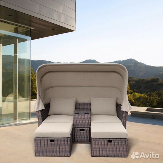 Диван-трансформер / шезлонг из ротанга