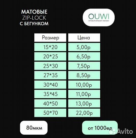 Zip Lock пакеты со слайдером матовые