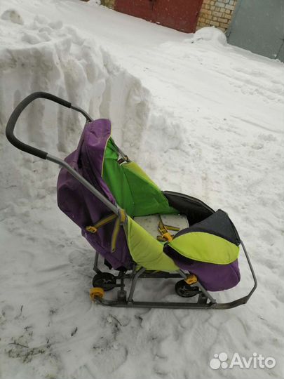 Детские санки коляска с колесами