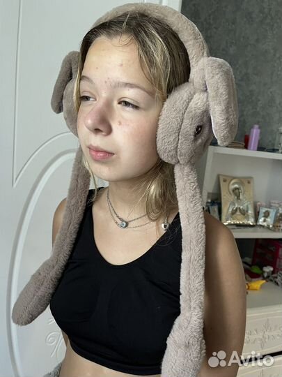 Меховые наушники с ушками