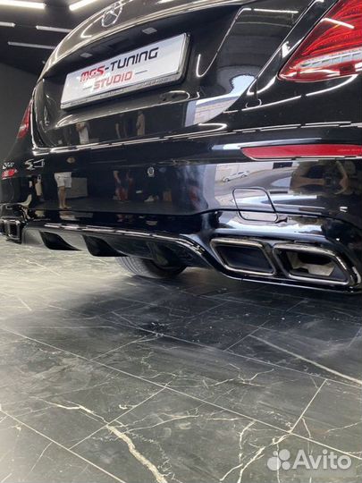 Диффузор+насадки E63 Black Mercedes E-class W213
