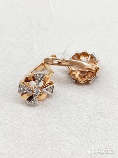 Золотые серьги с бриллиантами 585* Арт 45