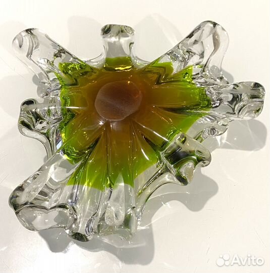 Пепельница Чехия СССР винтаж ретро гутное стекло