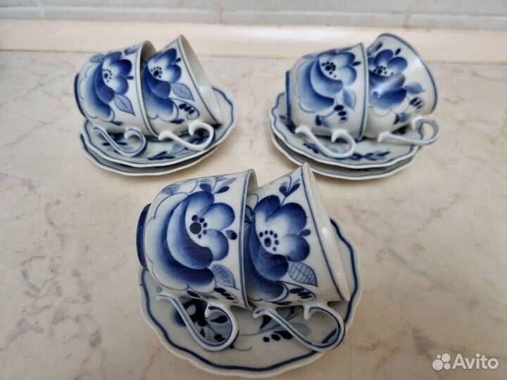 Чайные и кофейные пары гжель