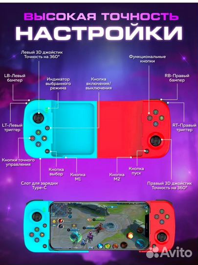 Беспроводной геймпад iOS, Android, PS4, PS3