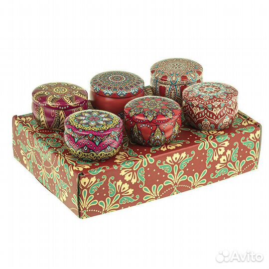 Набор 6 шт сувенирных баночек Этно 65 мл №32