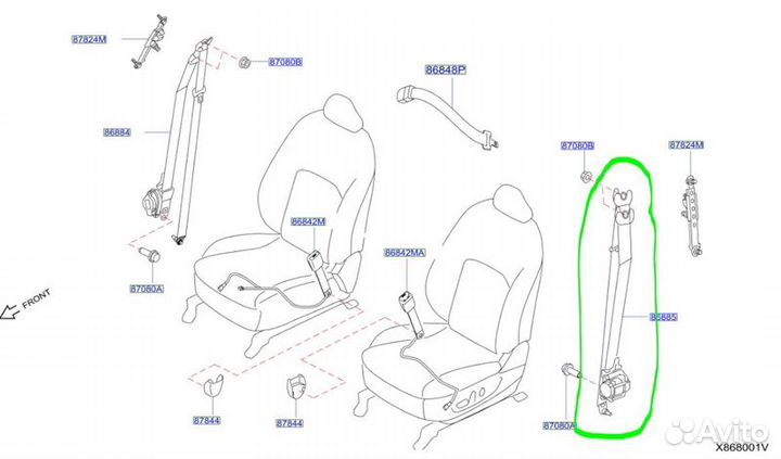 Б/У ремень безопасности Пиропатрон сработал