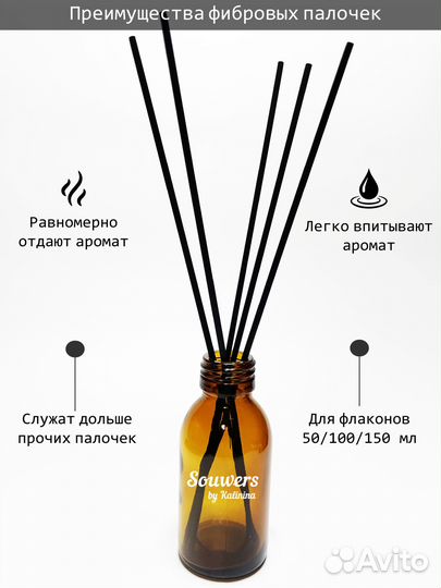 Фибровые палочки чёрные 25х3 мм для диффузоров