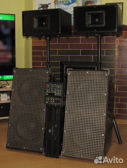 Колонки F.Audio 2100W Рупоры Усилок Микшер Стойки