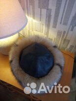 Шапка песцовая с кожаным верхом