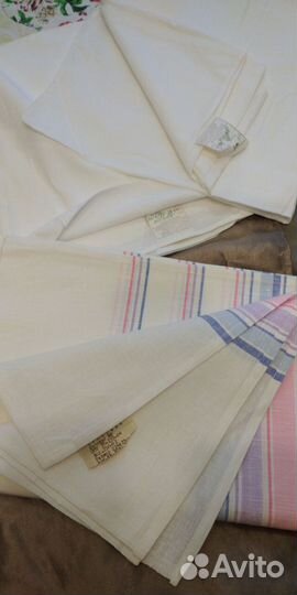 Простыни лен,пододеяльники из СССР, Скатерти,навол