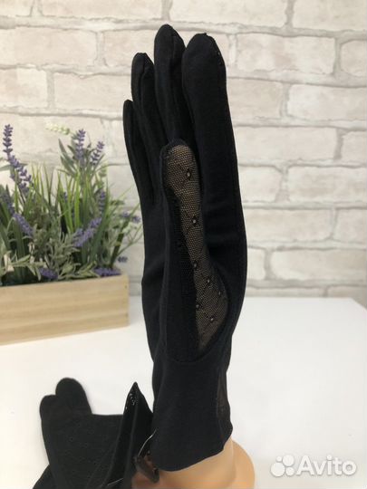 Перчатки женские сетка черные